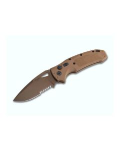Hogue SIG K320A M17/M18 3.5" Droppoint Serrated Coyote Tan automatisch mes, art.nr. 36333, EAN 743108363331