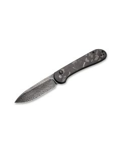 CIVIVI Button Lock Elementum Damascus carbon fiber pocket knife