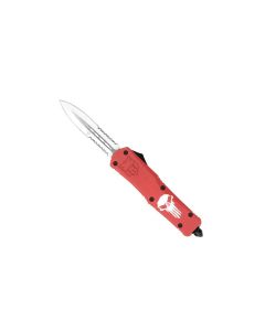 CobraTec Large FS-3 Cerakote Punisher Red automatic knife OTF with double-serrated dagger blade