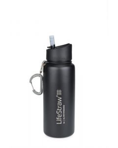 LifeStraw Go Stainless Steel Botella de agua de acero inoxidable con filtro, negro