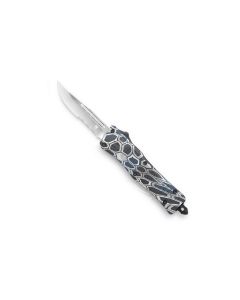 CobraTec Medium CTK-1 Blue Cobra Skin automatic knife OTF with serrated drop point blade
