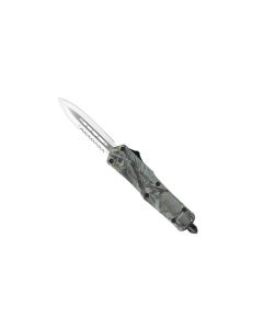 CobraTec Small FS-3 Woodland automatic knife OTF with partially serrated dagger blade