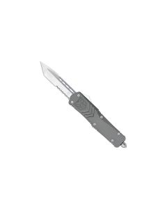 CobraTec Large FS-X Cinza com Lâmina Tanto Serrilhada, faca automática OTF
